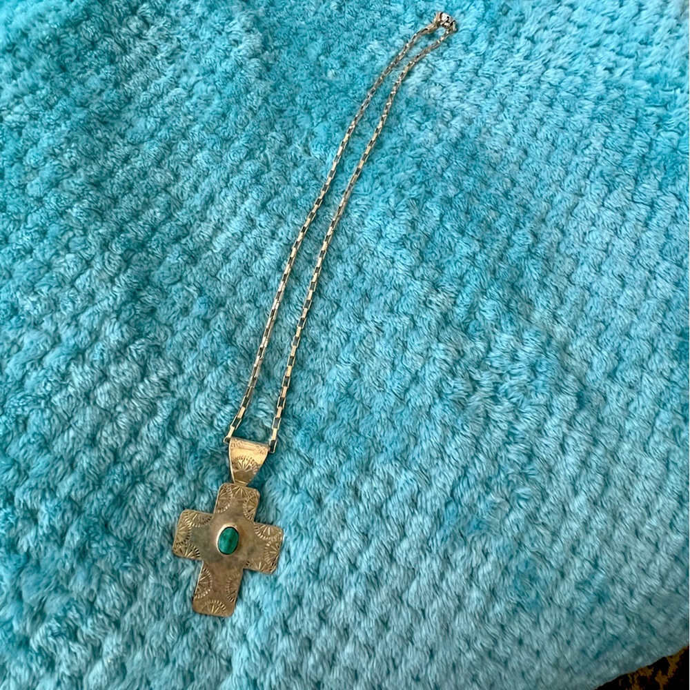 Mexican silver cross necklace